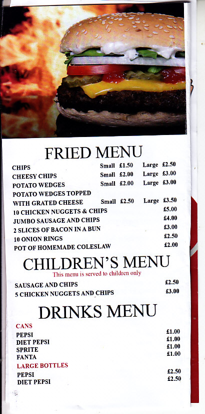 menu of Raymonds Pizza Teignmouth
