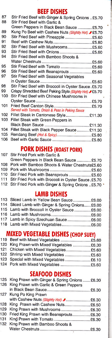 Ming garden Brixham menu